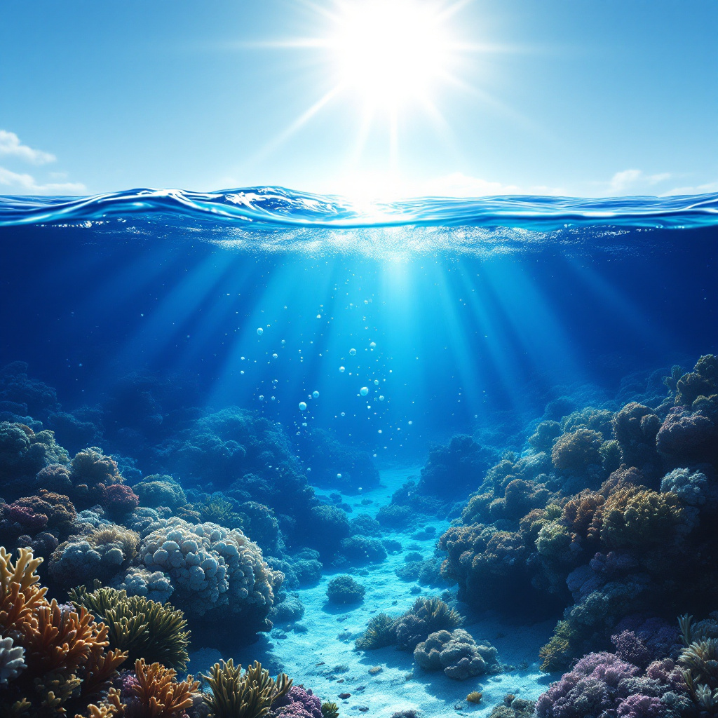 Illustration wie nehmen Ozeane CO2 auf Chemie mit gelösten CO2-Bläschen im Meerwasser
